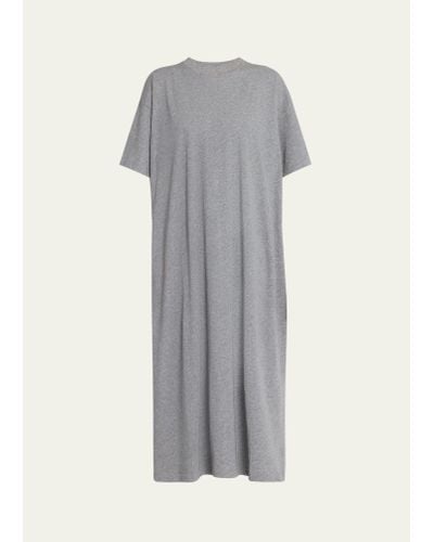 The Row Simo Short-sleeve Heathered Cotton Maxi T-shirt Dress - Gray