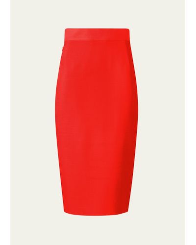 Akris Wool Double-face Midi Pencil Skirt - Red