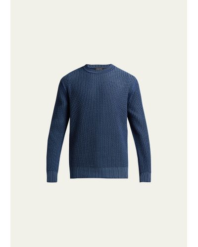Zegna Ribbed Cashmere Sweater - Blue