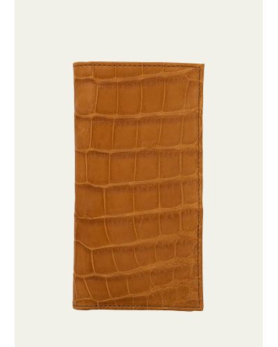 Abas Matte Alligator Leather Bifold Coat Wallet - Brown