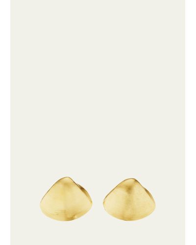 CADAR 18k Gold Large Shell '70s Stud Earrings - Yellow