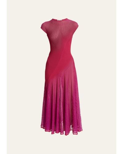 Alaïa Twisted Sheer Midi Dress - Pink