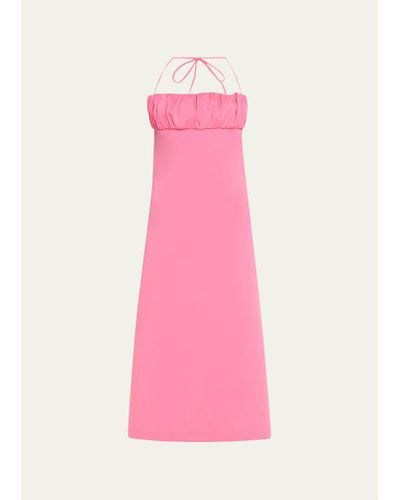 BERNADETTE Ruched Bust Midi Dress - Pink
