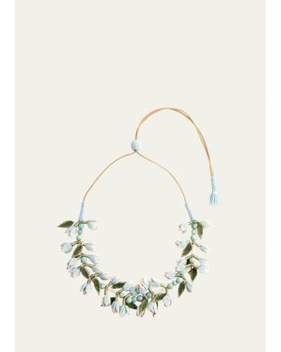 Deepa Gurnani Floral Beaded Necklace - White