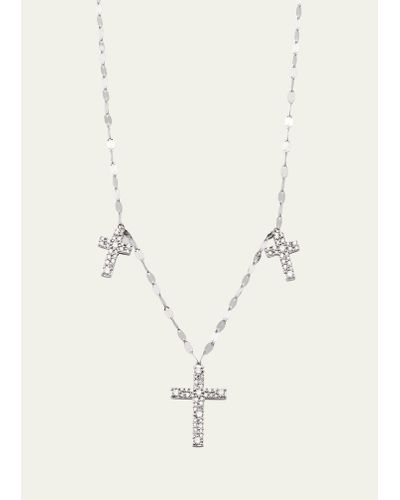 Lana Jewelry Encrusted Diamond Triple Cross Necklace - Natural