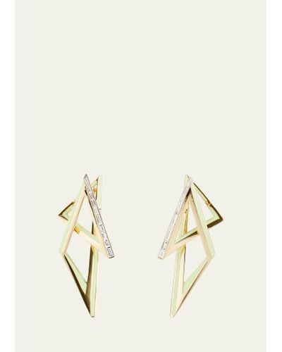 Stephen Webster 18k Yellow Gold Vertigo Infinity Hoop Earrings With Neon Lime Enamel And Diamonds - Natural
