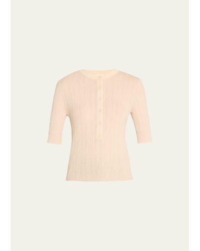 A.L.C. Fisher Pleated Button-front Top - Natural