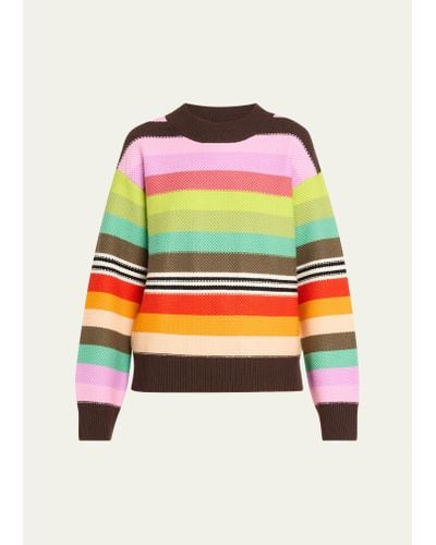 Christopher John Rogers Pique Stitched Stripe Crewneck Sweater - Multicolor