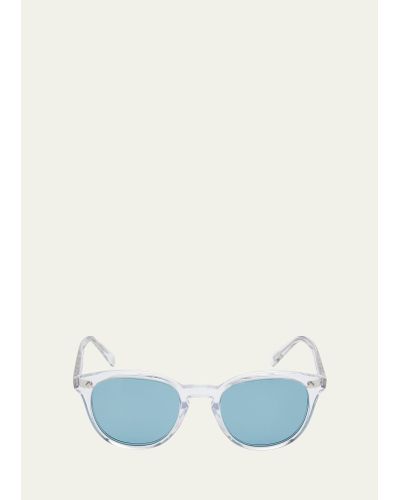 Oliver Peoples Desmon Round Polarized Acetate Sunglasses - Blue