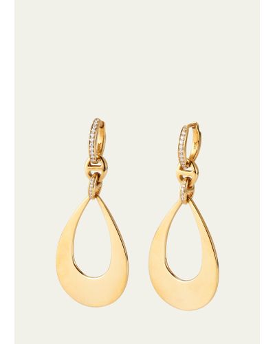 Hoorsenbuhs 18k Yellow Gold Drop Earrings With Diamond Clasps - Natural