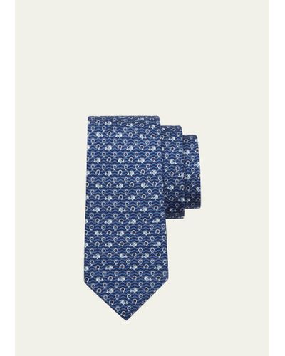 Ferragamo Printed Silk Tie - Blue