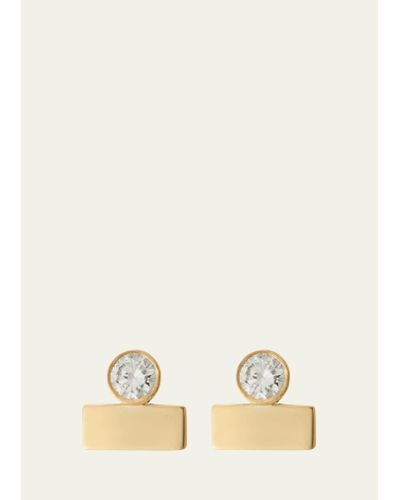 Ileana Makri 18k Yellow Gold & Diamond Stepping Stone Stud Earrings - Natural
