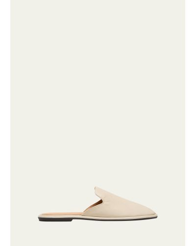 The Row Roger Suede Slipper Mules - Natural