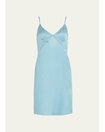 SECRET MISSION Erica Silk Slip Mini Dress - Blue