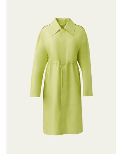 Mackage Glory Leather Trench Coat With Drawcord Waist - Yellow