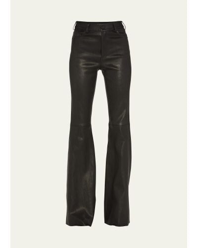 Alice + Olivia Brent High-waist Leather Bell Pants - Black