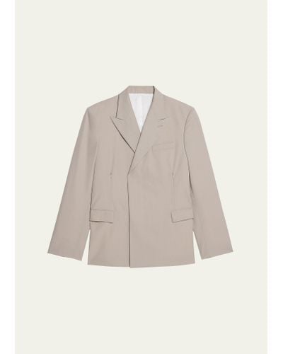 Helmut Lang Boxy Wool Blazer - Natural