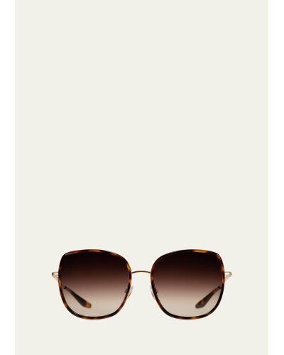 Barton Perreira Vega Acetate & Titanium Butterfly Sunglasses - Natural