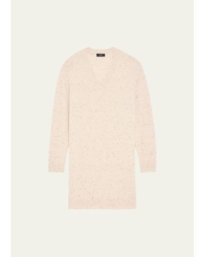 Theory Wool-cashmere Short Donegal Sweater Dress - Natural