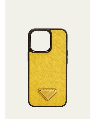 Prada Saffiano Leather Iphone 13 Pro Phone Case - Yellow