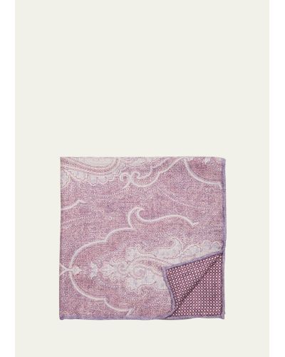 Brunello Cucinelli Large Paisley-print Silk Pocket Square - Purple
