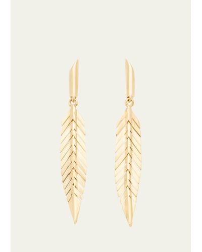 CADAR 18k Yellow Gold Small Feather Drop Earrings - Natural