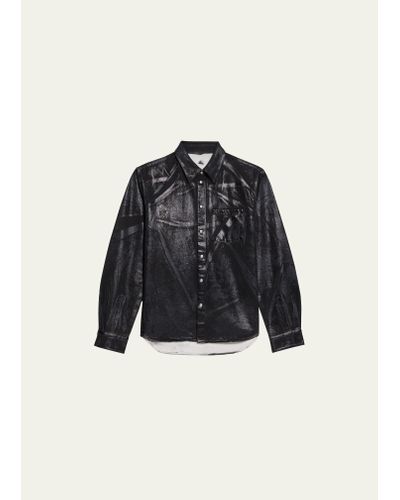 Helmut Lang Foil Denim Shirt Jacket - Black