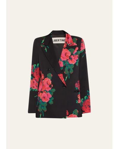 Libertine Seville Rose-print Double-breasted Jacket - Red