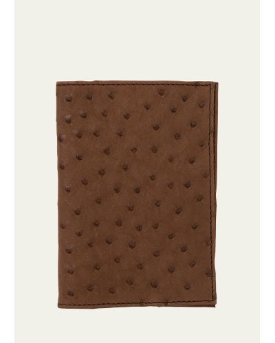 Abas Ostrich Leather Passport Booklet - Brown