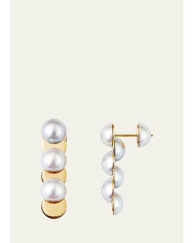 YUTAI Slide Earrings With Still Akoya Pearls - Natural