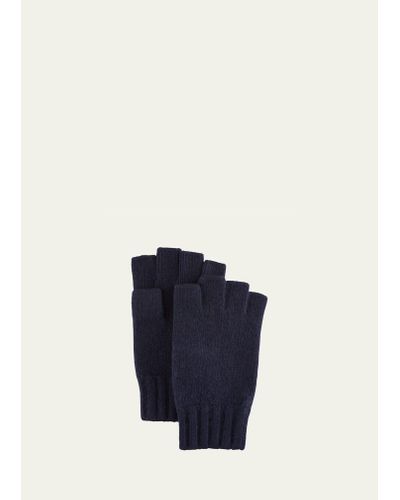 Bergdorf Goodman Cashmere Fingerless Gloves - Blue