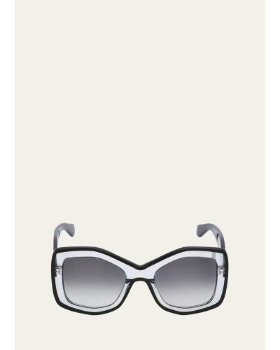 Alaïa Logo Square Acetate Sunglasses - White