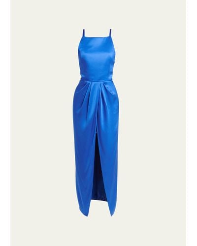 Giorgio Armani Tulip Open-back Silk Gown - Blue