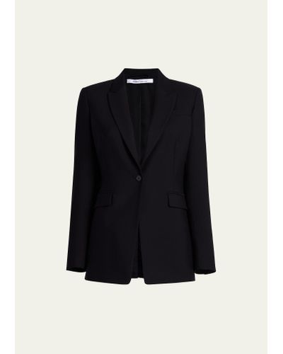 Another Tomorrow Single Button Blazer Jacket - Black