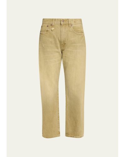 R13 Boyfriend Straight Cropped Jeans - Natural