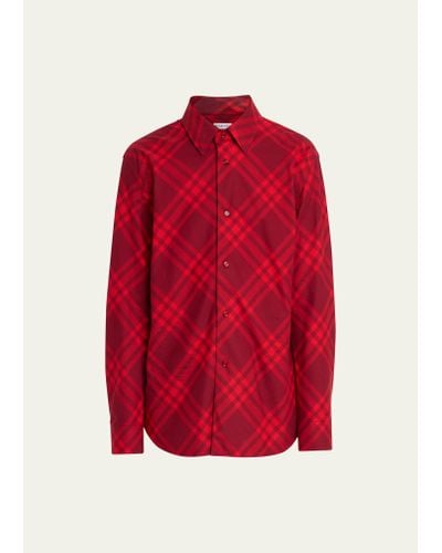 Burberry Ripple Ip Check Button-down Shirt - Red