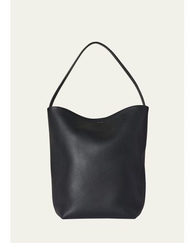 The Row Large Park North/south Leather Tote - Black