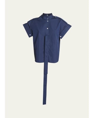 MERYLL ROGGE Deconstructed Short Sleeve Shirt - Blue