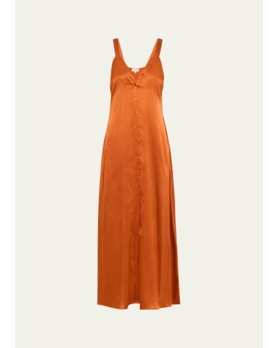 L'Agence Kellen Button-front Silk Maxi Dress - Orange