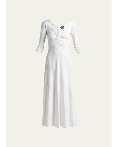 Giorgio Armani Diagonal Striped Jacquard Jersey Maxi Dress - White
