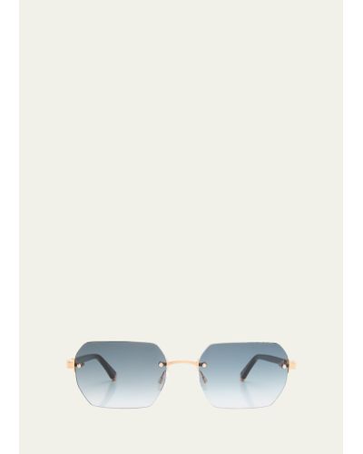 Barton Perreira Jude Rimless Rectangle Sunglasses - Blue