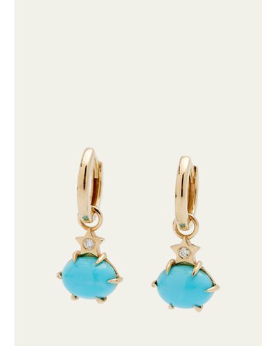 Andrea Fohrman Mini Cosmo Hoop Earrings In Turquoise - Blue