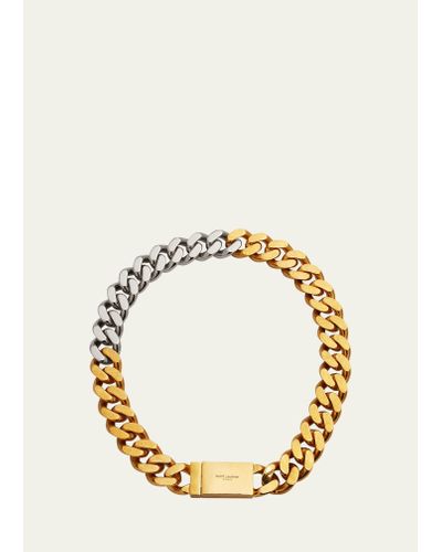 Saint Laurent Thick Curb Chain Necklace - Metallic