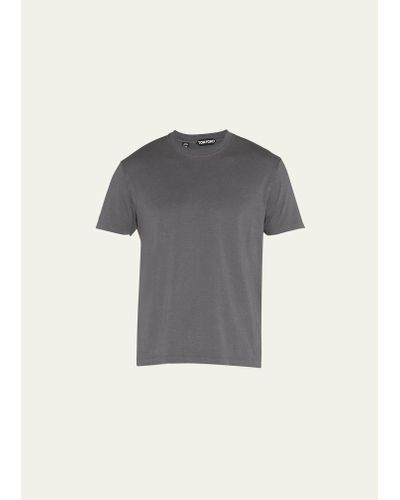Tom Ford Lyocell-cotton Crewneck T-shirt - Gray