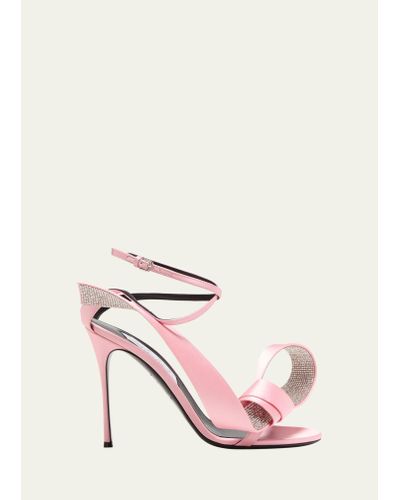 AREA X SERGIO ROSSI Sculpted Bow Slingback Cocktail Sandals - Pink