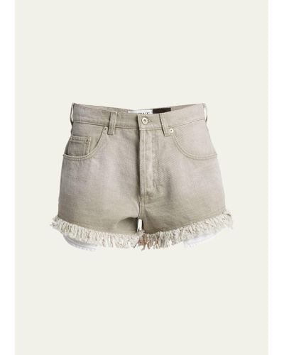 Loewe Frayed Denim Anagram Pocket Shorts - Natural