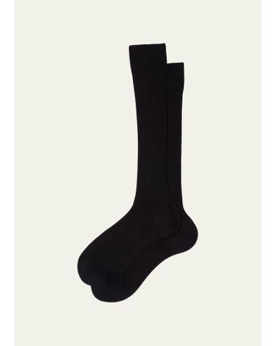 Prada Superfine Ribbed Knit Socks - Black