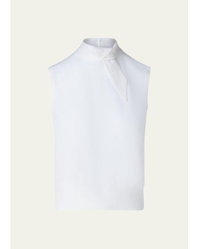 Akris Cashmere Knit Pullover With Knot Detail - White