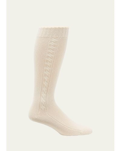 Loro Piana Cable Knit Cashmere Socks - Natural