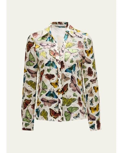 Alice + Olivia Eloise Boundless Butterfly Button-front Blouse - White